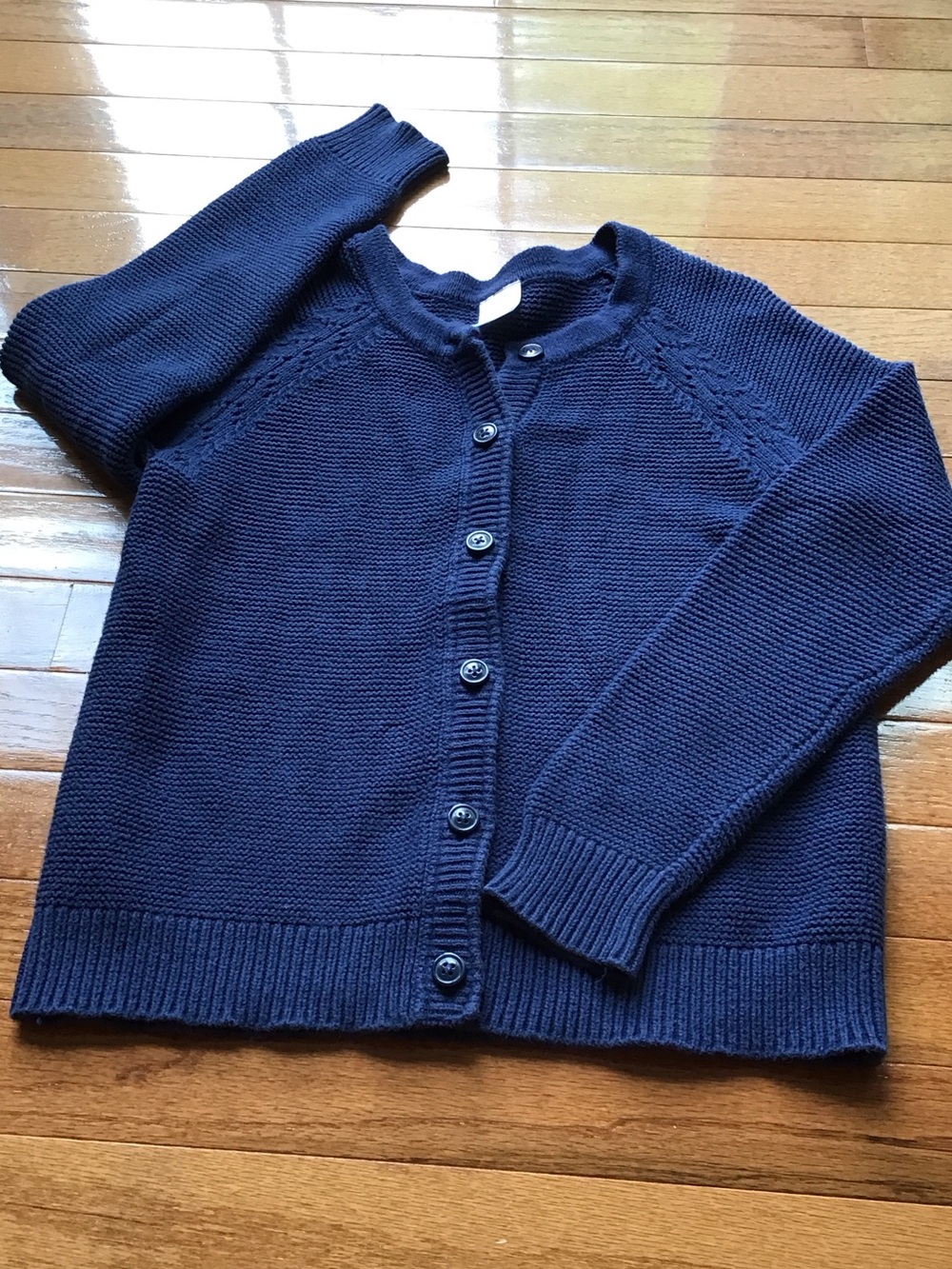 Hanna Andersson Navy Button-Front Knit Cardigan